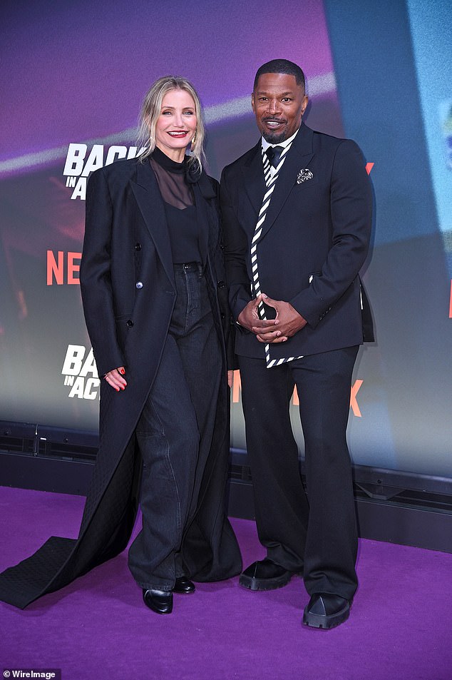 Foxx se reuniu com a co-estrela de Back In Action, Cameron Diaz, na grande estreia de quarta-feira em Berlim