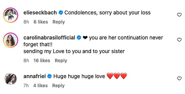 Depois que Jeremy anunciou a triste notícia, vários amigos famosos compartilharam suas condolências nos comentários, incluindo Cindy Crawford, Jamie Foxx e Piers Morgan.