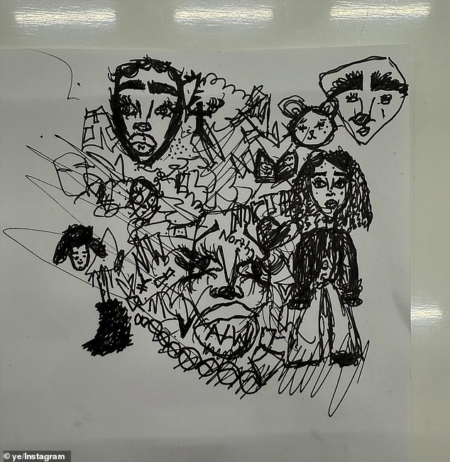 Na quinta-feira passada, você revelou o que parecia ser a capa do álbum desenhada à mão Art de seu mini-me para o disco, que é uma homenagem direta de seu álbum de estreia de 2004, The College Dropout
