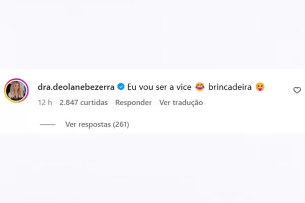 Deolane diz que seria vice de Gusttavo Lima em chapa presidencial